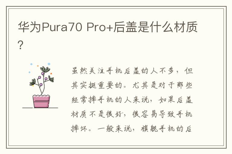 华为Pura70 Pro+后盖是什么材质？